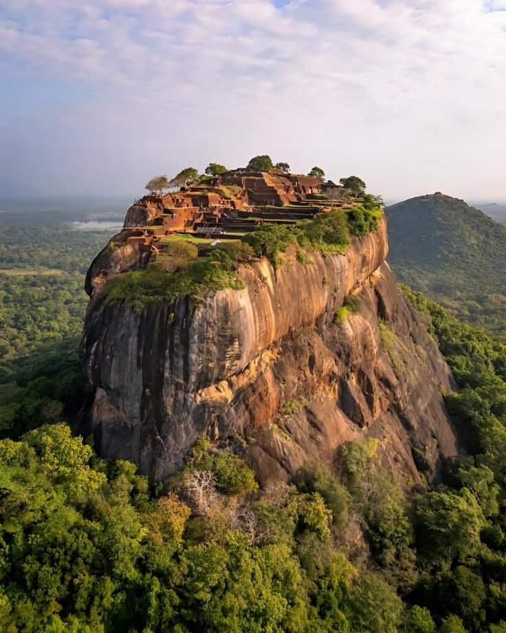 Sigiriya Rock Fortress surrounded by the Sri Lankan landscape