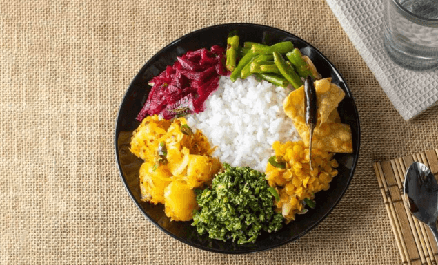 Traditional Sri Lankan rice and curry