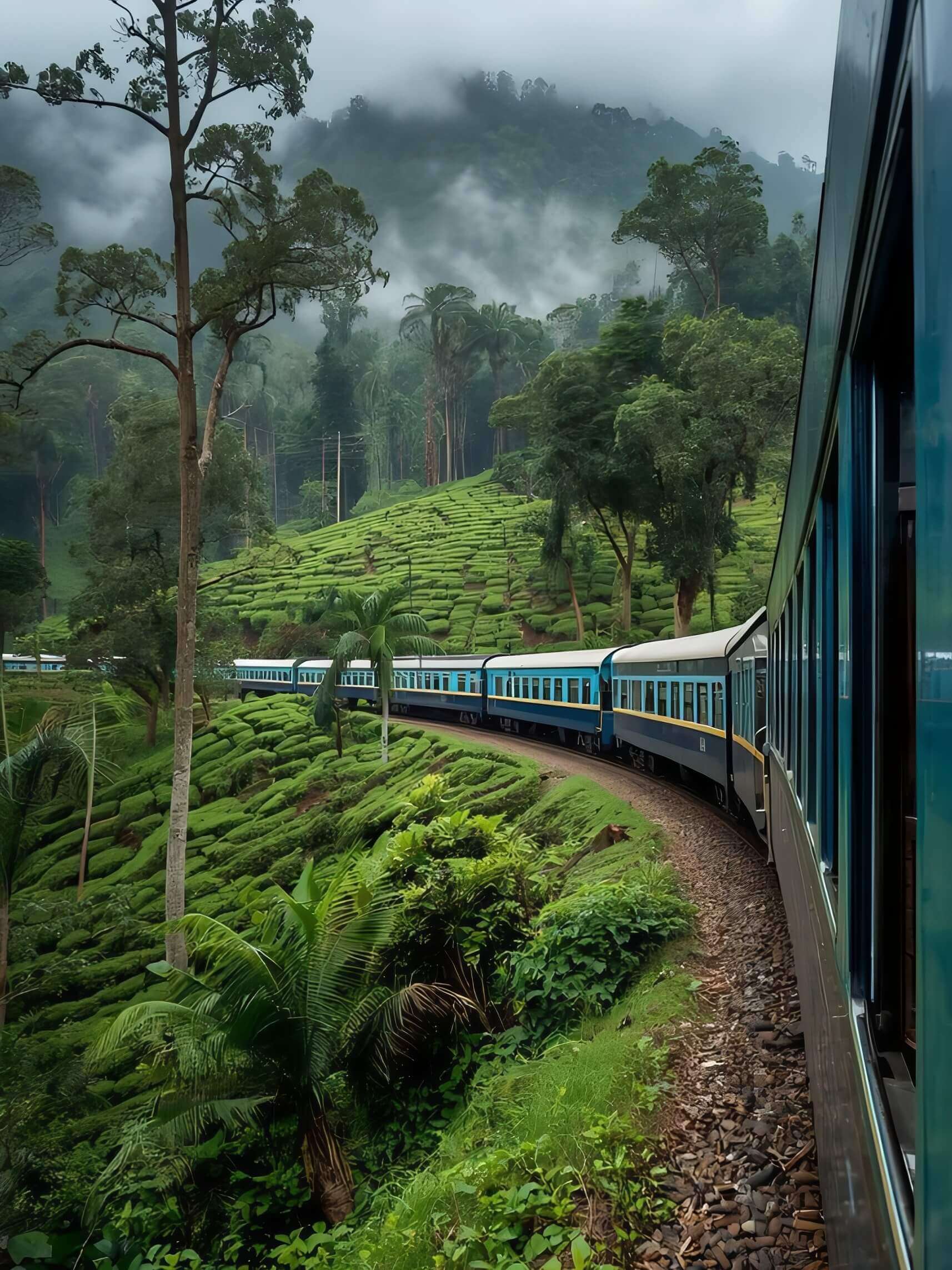 Scenic train journey in Sri Lanka